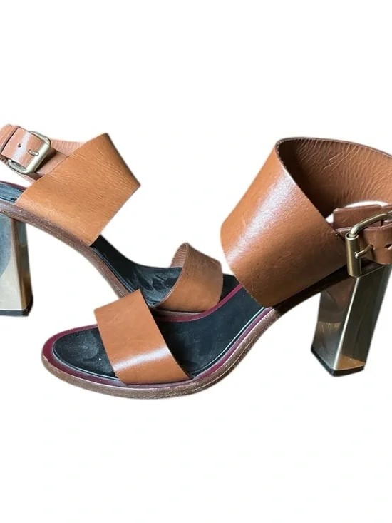 Vintage Y2K Celine Metal Open Toe Block Heel Size 8 - Picture 3 of 6